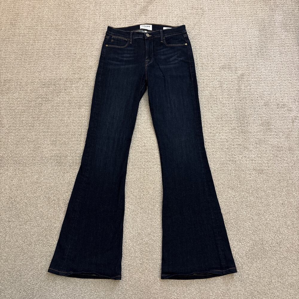 Frame Denim Dark Indigo Flare Jeans